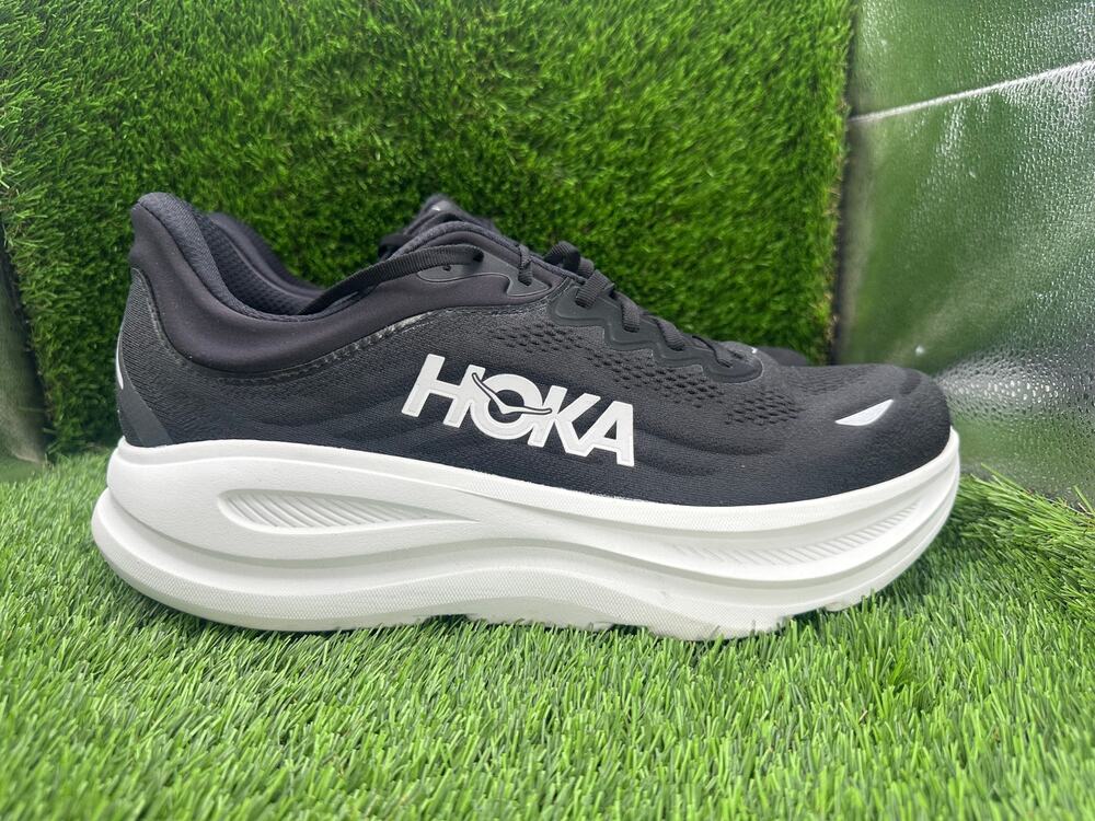 Hoka One One Bondi 9 1162015-BWHT Athletic Sneaker Mens 14 Black Knit Gym Sports